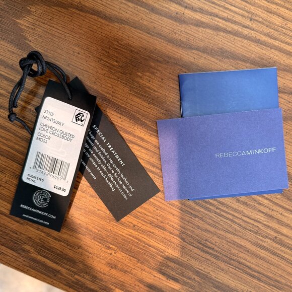 Rebecca Minkoff Love Quilted Suede Crossbody Bag Light Blue NWT - Picture 12 of 16